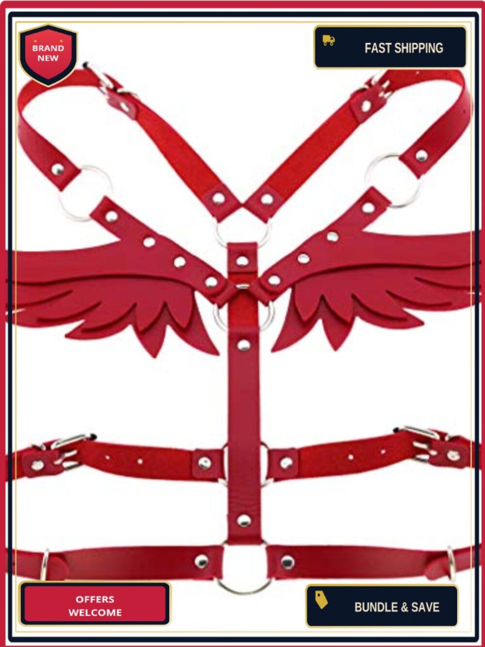 Faux Leather Angel Wings Body Harness Waist Belt Rave Festival Costume